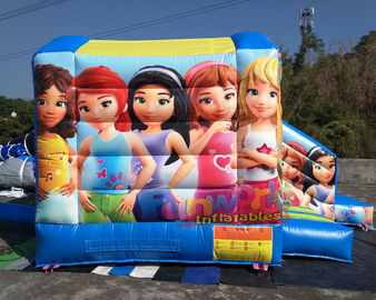 Lego Inflatable Bouncy Castle Dengan Slide Untuk Anak Perempuan Silk Printing