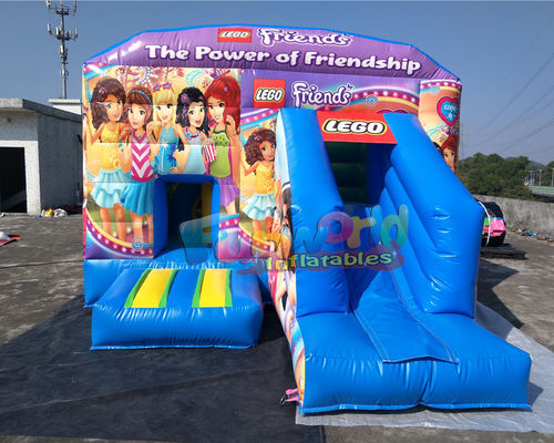 Lego Inflatable Bouncy Castle Dengan Slide Untuk Anak Perempuan Silk Printing