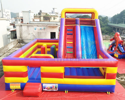 0.55mm PVC Inflatable Amusement Park Dewasa Bouncy Castle Slides